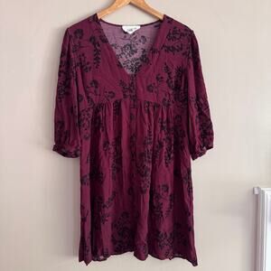 ba&sh Suzy Burgundy V Neck Mini Dress Size 3 Large